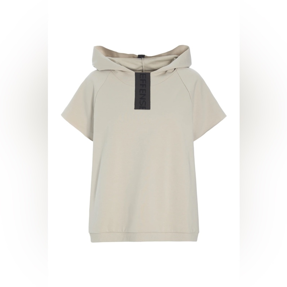 EUC Henriette Steffensen Short Sleeve Hoodie | Color Kit (Tan) | Size Medium